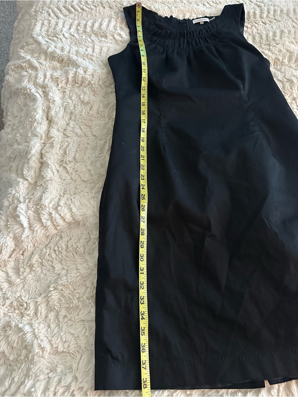 Calvin Klein Black Sheath Dress Rouched Neck size 12 - Picture 7 of 7